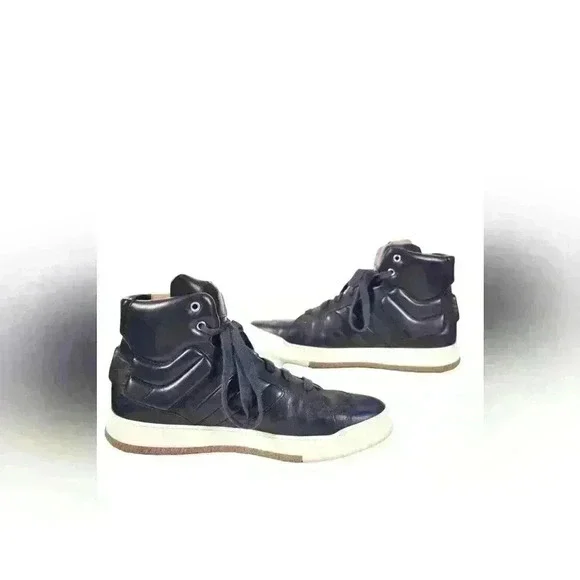 2018 BALLY Navy Blue Calfskin Leather Odar Padded High Top Sneaker  9D Italy - Picture 3 of 7